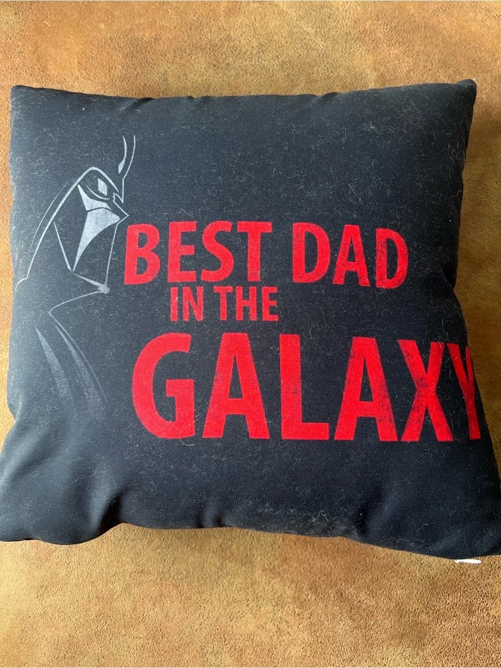 Star Wars Black Pillow with Red 'Best Dad in the Galaxy' Text